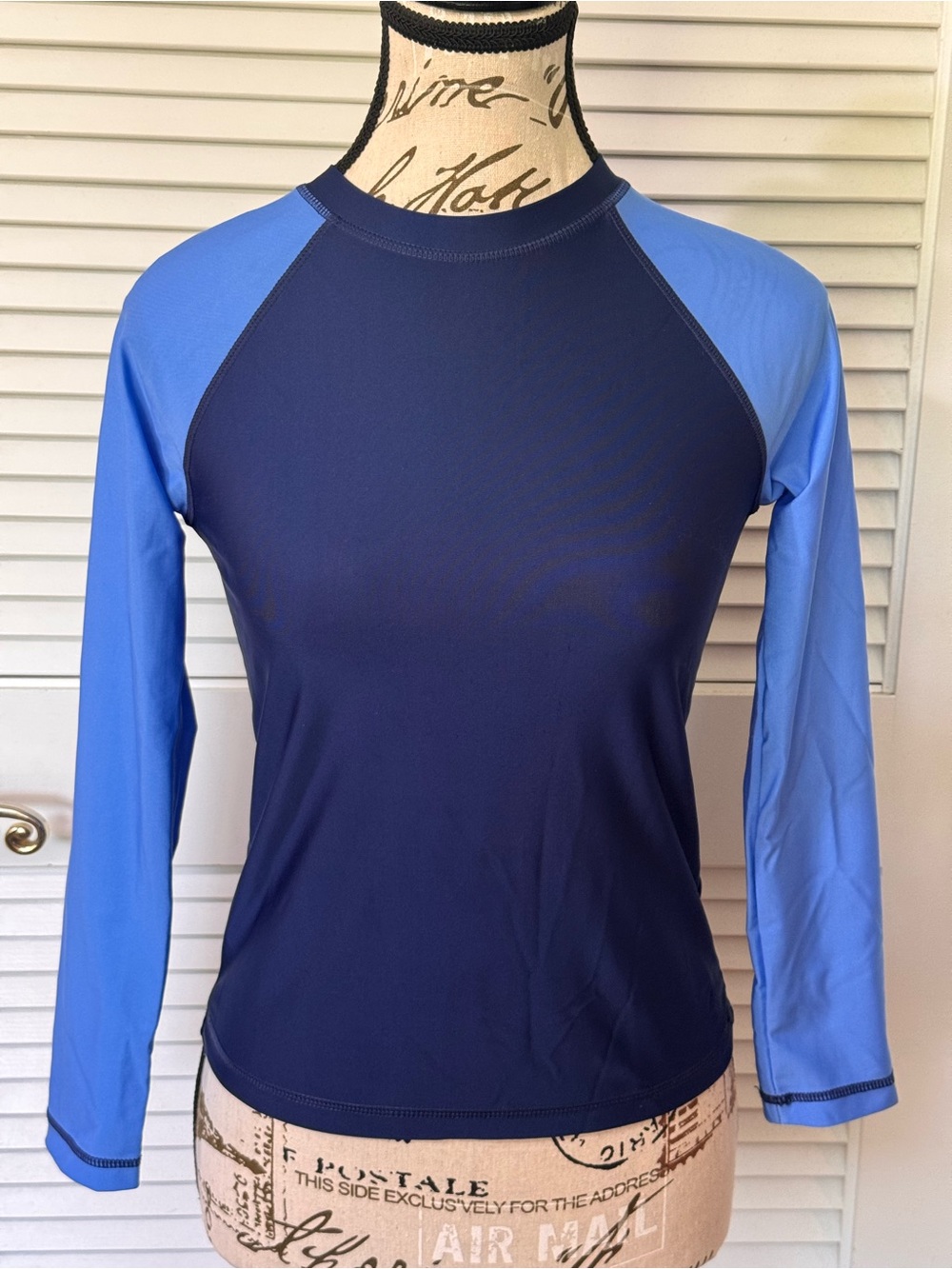 Wonder Nation Navy and Light Blue Long-Sleeve Swim Tee